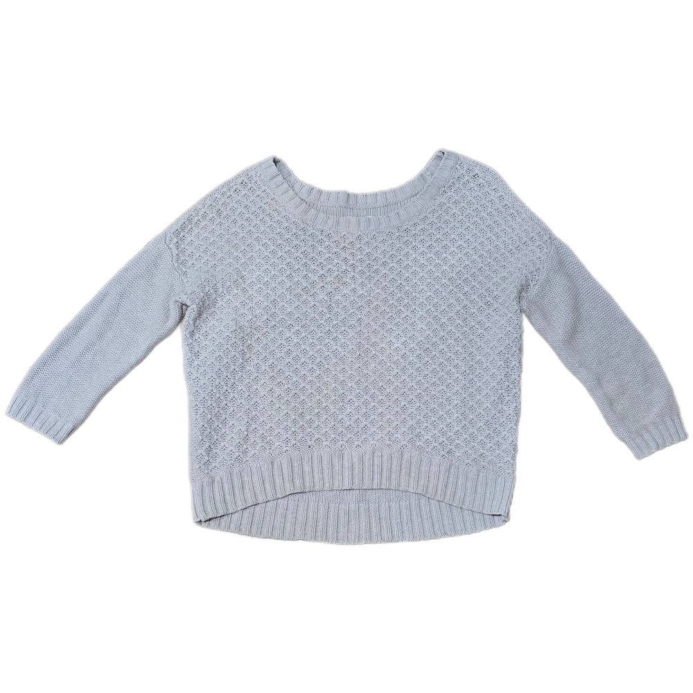 American Eagle Blue Open Weave Cotton Knit Sweater Size L Bohemian